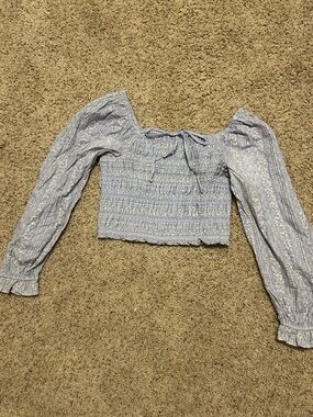 American Eagle Outfitters Light Lavender Floral Smocked Crop Top